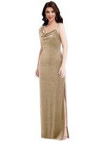 Asymmetrical One Shoulder Velvet Maxi Slip Bridesmaid Dress