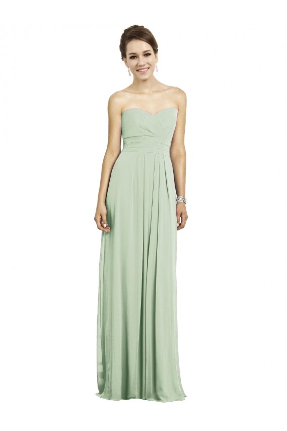 Full Length Strapless Chiffon Bridesmaid Dress with Sweetheart Neckline