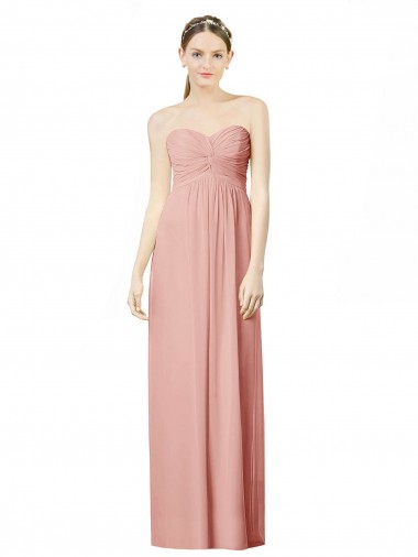 Long Chiffon Sweetheart Bridesmaid Dress with Twist Bodice
