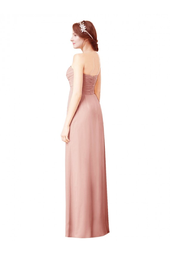Long Chiffon Sweetheart Bridesmaid Dress with Twist Bodice