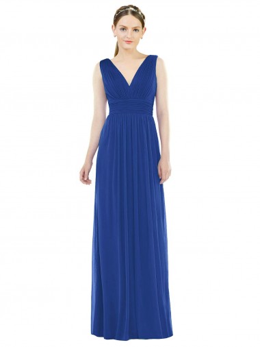 Low Square Back Sleeveless Shirred Skirt Bridesmaid Dress