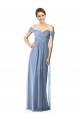 Off the Shoulder Chiffon Bridesmaid Dress with Draped Bodice