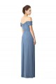 Off the Shoulder Chiffon Bridesmaid Dress with Draped Bodice