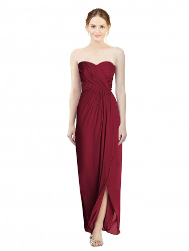 Strapless Sweetheart Long Chiffon Bridesmaid Dress