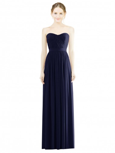 Low Back Draped Strapless Chiffon Bridesmaid Dress 