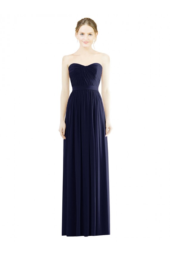 Low Back Draped Strapless Chiffon Bridesmaid Dress 