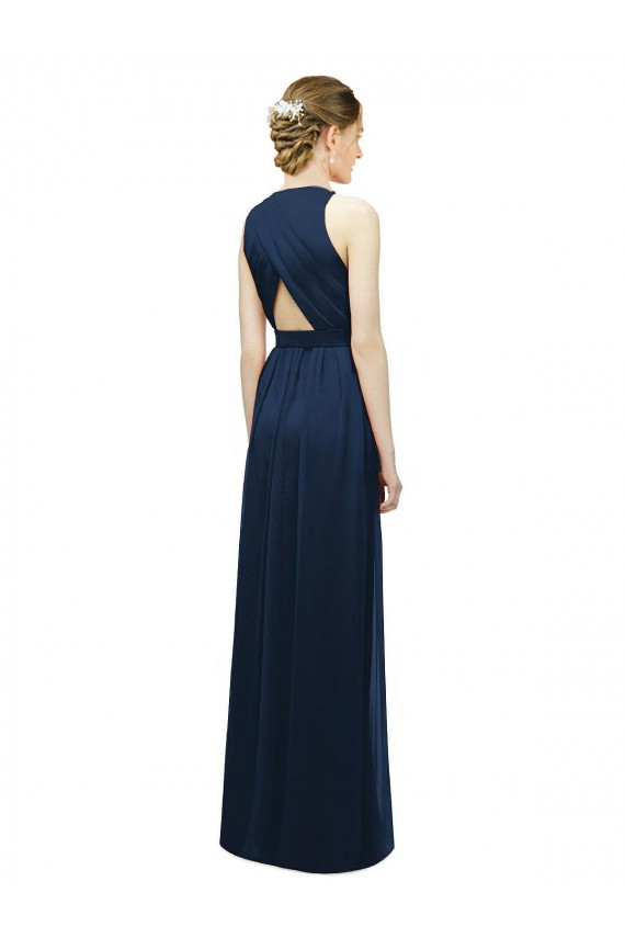 Sleek Halter Neck Chiffon Bridesmaid Dress 
