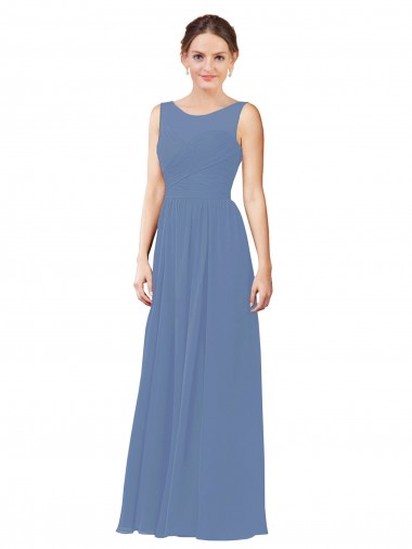 Luxe Chiffon Bridesmaid Dress with Illusion and Sweetheart Neckline