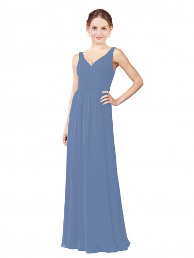 Draped V-Neck Luxe Chiffon Bridesmaid Dress