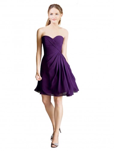 Draped Chiffon Long Sweetheart Bridesmaid Dress