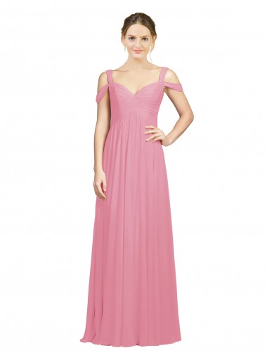 Sweetheart Long Chiffon Bridesmaid Dress with Off the Shoulder Straps