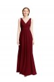 Long Chiffon V-Neck Bridesmaids Dress with Double Strap