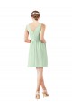 v-Neckline Short Knee Length Chiffon Bridesmaid Dress