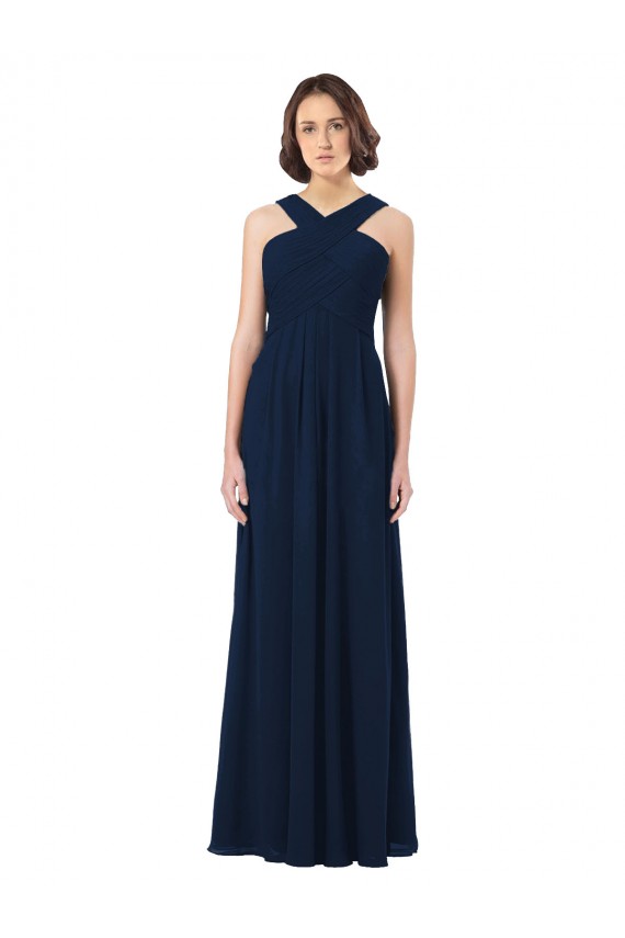 Long Chiffon Bridesmaid Dress V-Neck Top