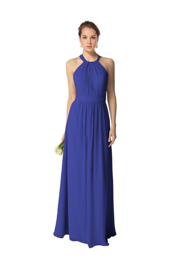 Long Full Length Chiffon Halter Bridesmaid Dress