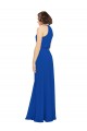 Long Jewel Neckline Chiffon Bridesmaids Dress wit Chiffon Tie Sash