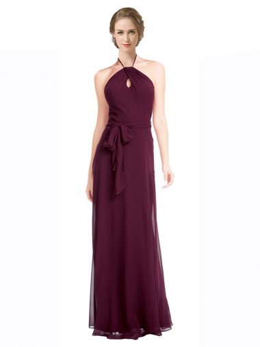 Full Length Chiffon Bridesmaid Dress with Halter Top