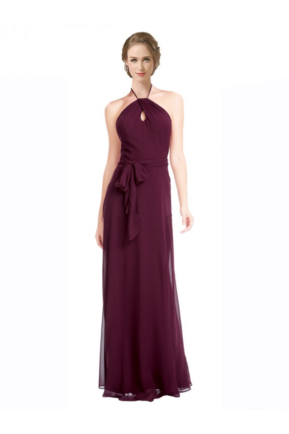 Full Length Chiffon Bridesmaid Dress with Halter Top