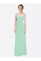 Long Chiffon Bridesmaid Dress with a Sweetheart Neckline and Pleated Shoulder Straps