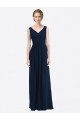 Long Chiffon V-Neck Sleeveless Bridesmaid Dress with Criss-Cross Pleated Bodice