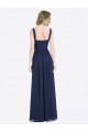 Long Chiffon V-Neck Sleeveless Bridesmaid Dress with Criss-Cross Pleated Bodice