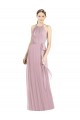 Shirred Halter Neck Long Chiffon Bridesmaid Dress