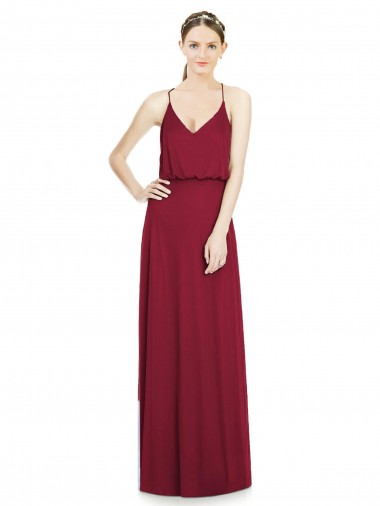 Full Length V-Neck A-Line Chiffon Boho Bridesmaid Dress