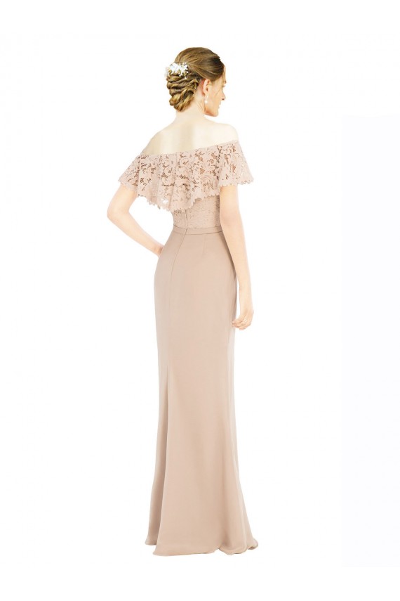 Off the Shoulder Sleeves Sheath Chiffon Bridesmaid Dress