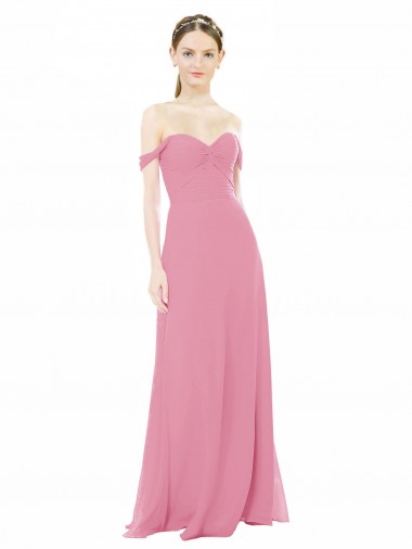 Fitted Sweetheart Bodice Chiffon Bridesmaid Dress with Draped Cap Sleeves