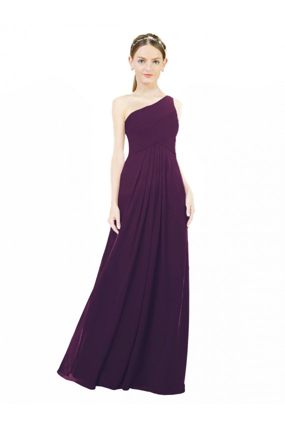 One Shoulder Chiffon Bridesmaid Dress with Draped Bodice