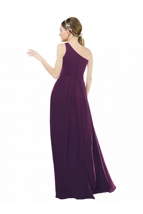 One Shoulder Chiffon Bridesmaid Dress with Draped Bodice