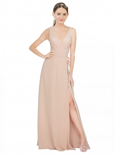 Chiffon Bridesmaids Dress with Matching Chiffon Tie Sash