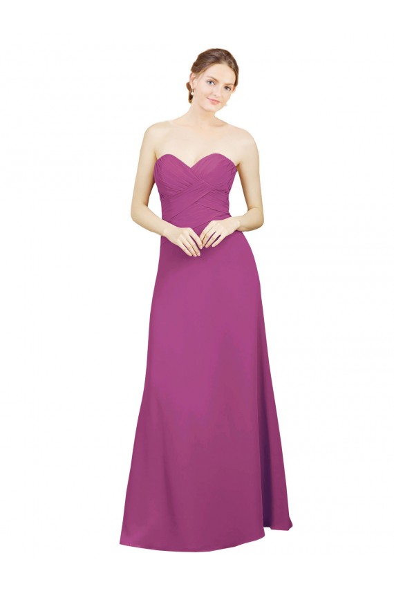 Sweetheart Neckline Pleated Chiffon Bridesmaid Dress with Low Back