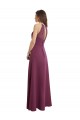 High Neckline Long Chiffon Bridesmaid Dress with Beaded Trim