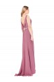 Long Slim Chiffon Bridesmaid Dress with Beaded Waist