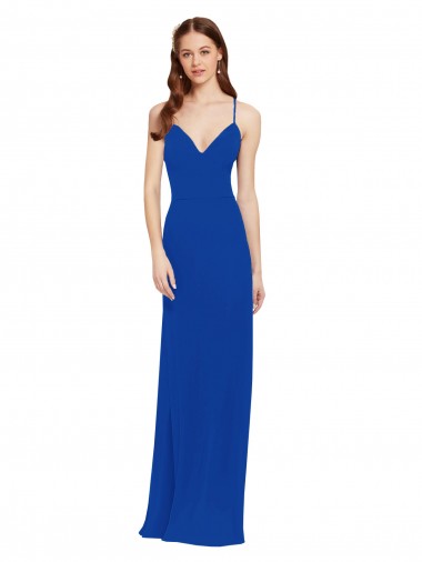 Chiffon Bridesmaid Dress with Deep V-Neck and Spaghetti Straps