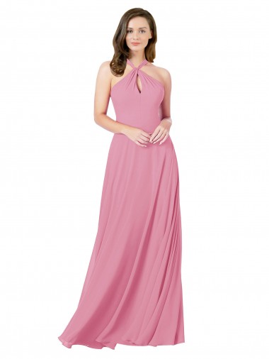 Chiffon Bridesmaid Dress with Keyhole Front