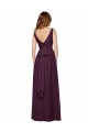 Plunging V-Neckline Long Chiffon Bridesmaid Dress with Deep V-Back