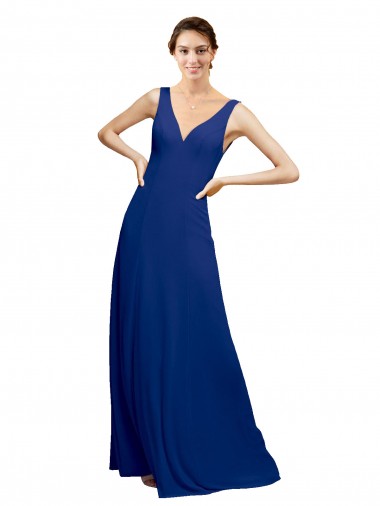 V-Neck Sheath Chiffon Bridesmaid Dress with V-Back