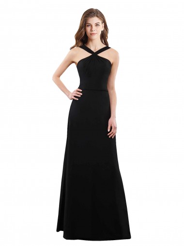 Chiffon A-Line Bridesmaid Dress with Criss Cross Halter Top