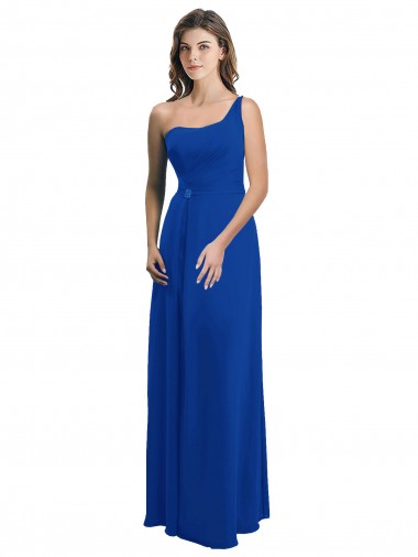 One Shoulder A-Line Chiffon Bridesmaid Dress with Pleated Bodice