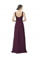 Long Chiffon Bridesmaid Dress with Ruched Criss Cross V-Neck Bodice
