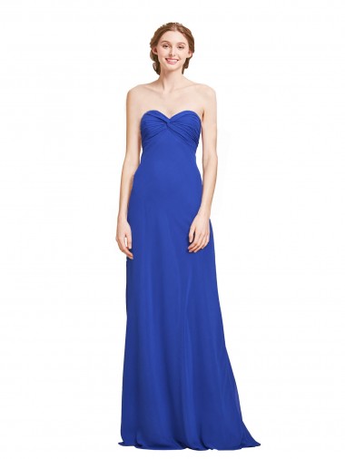 Sweetheart Neckline Chiffon Ruched Bodice Tie Back Bridesmaid Dress
