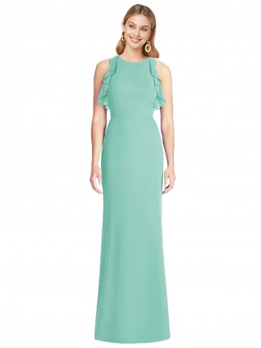 Jewel Neck Mermaid Open Back Chiffon Bridesmaid Dress