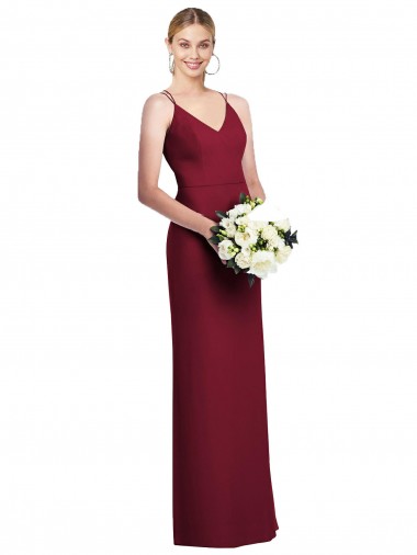 Full Length Draped Blouson Back Chiffon Maxi Bridesmaid Dress