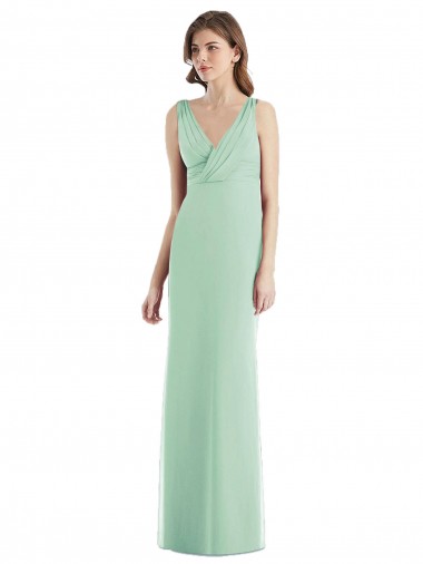Sleek Open Back Chiffon V-Neck Bridesmaid Dress