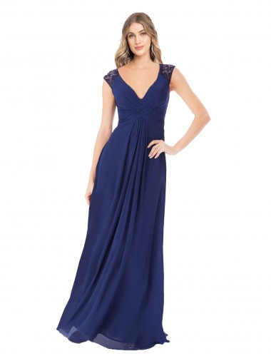 Embroidered Keyhole Back Chiffon Bridesmaid Dress
