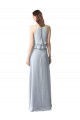 High Narrow Neck Long Chiffon Bridesmaid Dress with Tiered Ruffles