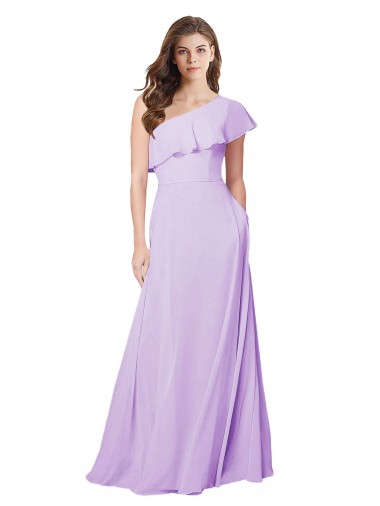Draped One Shoulder Long Chiffon Bridesmaid Dress 