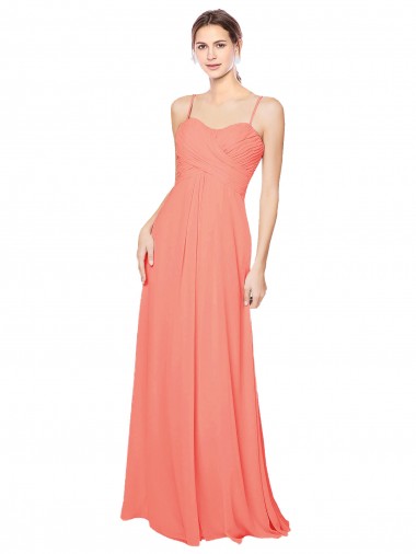 Empire Waist Spaghetti Straps Sweetheart Chiffon Bridesmaid Dress